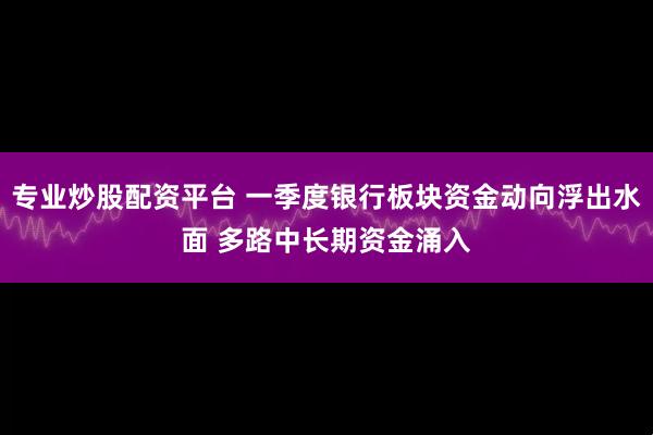 专业炒股配资平台 一季度银行板块资金动向浮出水面 多路中长期资金涌入