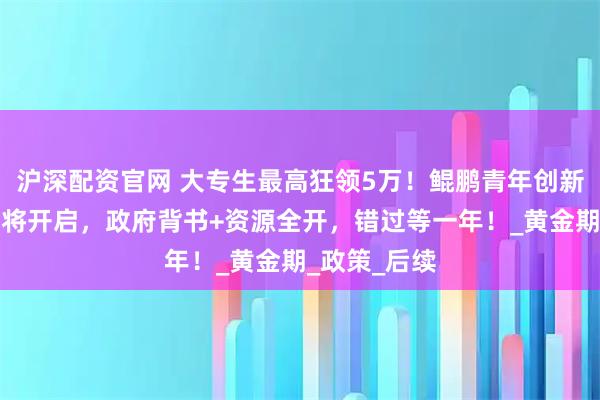 沪深配资官网 大专生最高狂领5万！鲲鹏青年创新项目申报即将开启，政府背书+资源全开，错过等一年！_黄金期_政策_后续